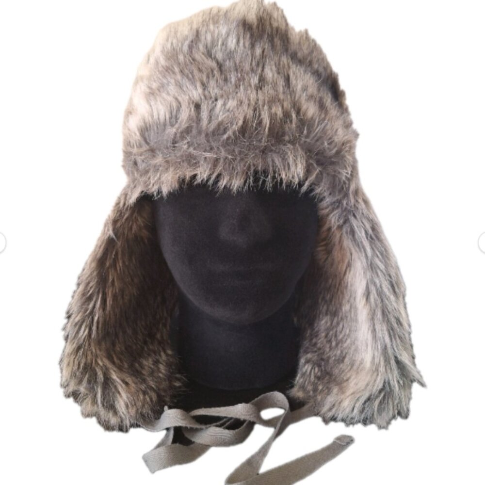 Kangol Wool Ushanka Flannel Hat K0102FA Trapper Style Gray Faux Fur Sz MED